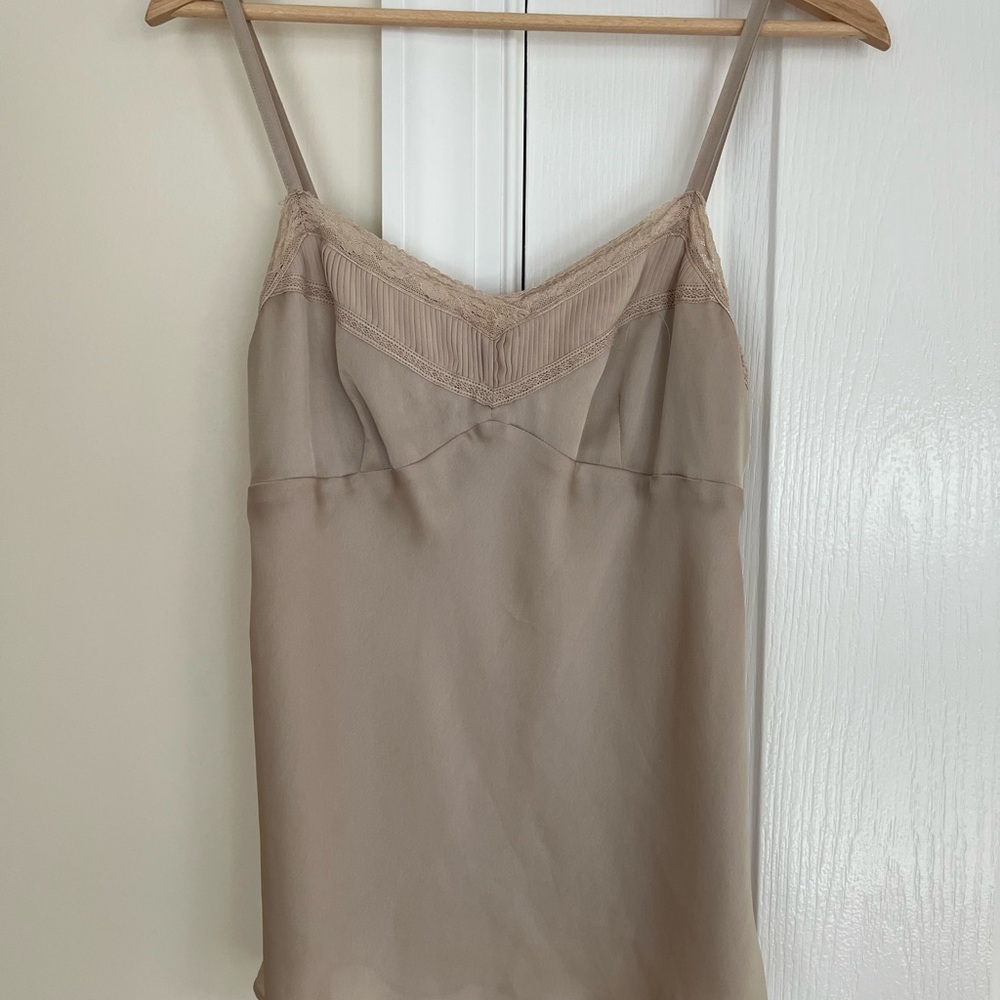 Vintage Lace-Trimmed Beige slip top